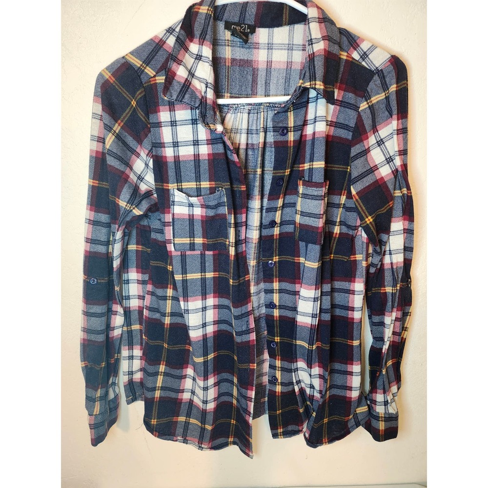 Rue 21 Blue plaid button up shirt